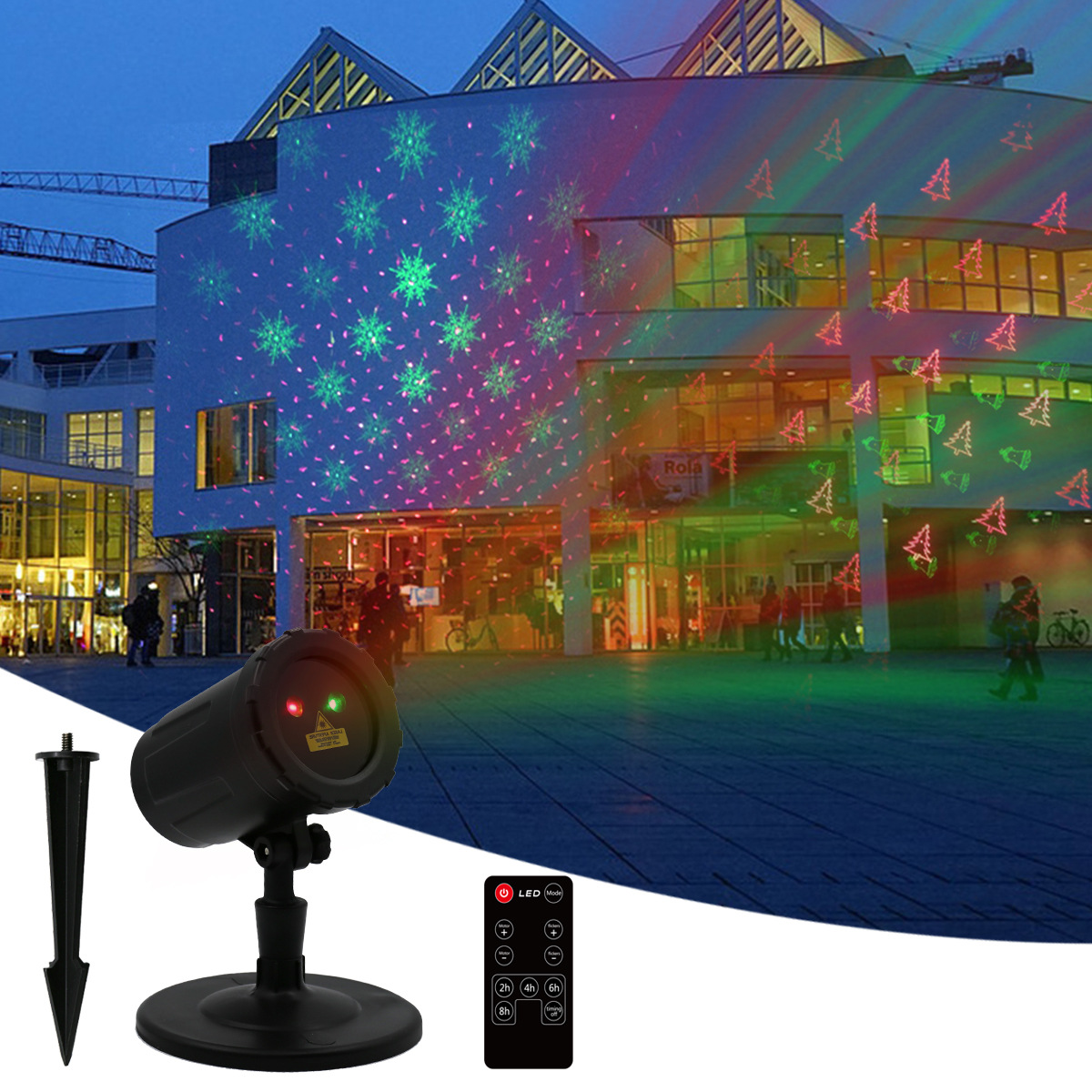Cross-border exclusive plastic shell laser light outdoor waterproof Christmas starry sky pattern RF remote control