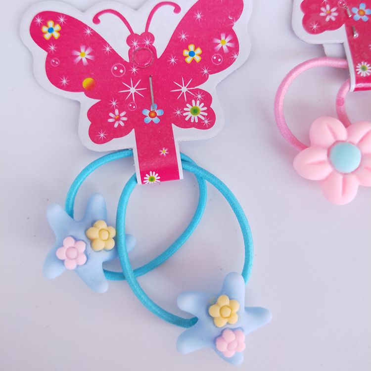 【 1-9 Zone 】 50 pairs of cartoon binding cards per pack, children's rubber bands, 2 cartoon rubber bands, binding cards, hair rope cards, love hair rope, 1 yuan, 2 yuan supply Specification image