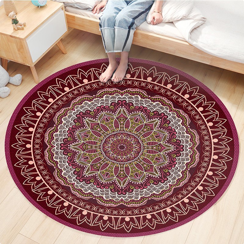 Manufacturers wholesale European and American style national style round printed carpet living room bedroom coffee table sofa study computer chair cushion Specification drawing
