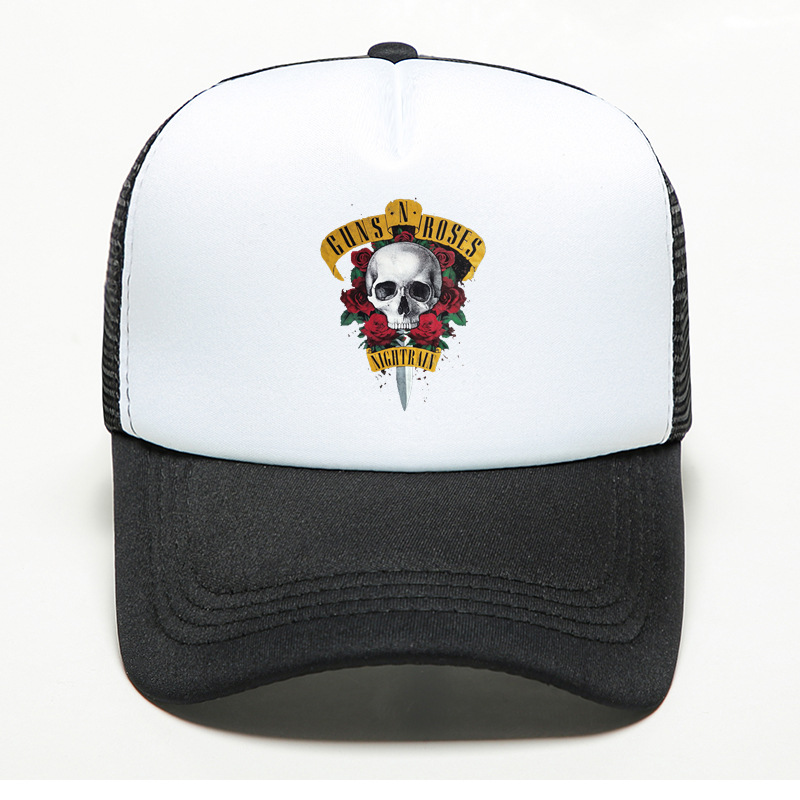 外贸款枪炮与玫瑰乐队Guns N' Roses海绵网棒球帽摇滚乐队帽定制详情图5