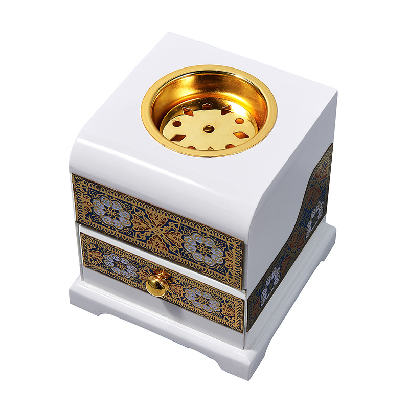Wood Incense Burner Manufacturers Export The Middle East Aroma Container Gift Wholesale Manufacturers Direct Drawer Wood Metal Incense Burner Item Picture