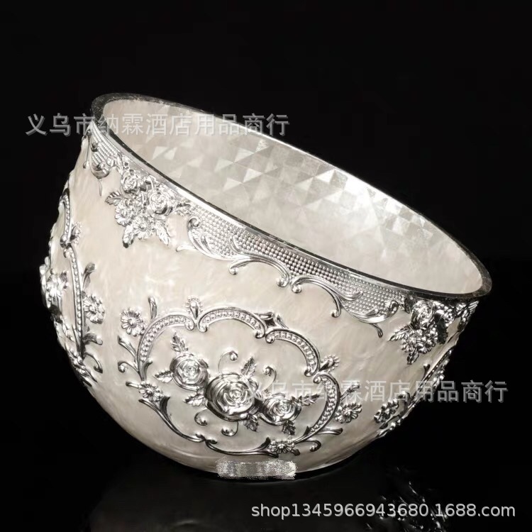 New Silver Plated Metal European Zinc Alloy Hotel Ktv Desktop Shell Carved Garbage Bowl Peel Bowl Ice Bucket Specification drawing