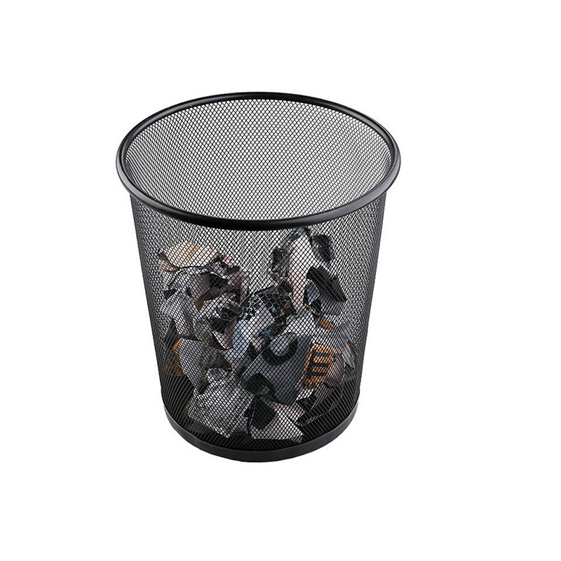 Creative metal mesh circular cleaning trash cans, household and office wastebaskets, wholesale iron mesh garbage baskets Item Picture