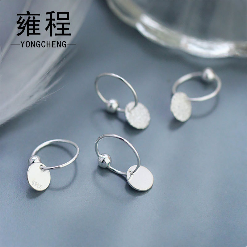 Ganjia Tongti S925 pure silver simple round piece earrings, elegant matte ear buckles, fashionable Hong Kong-style internet-famous ear rings