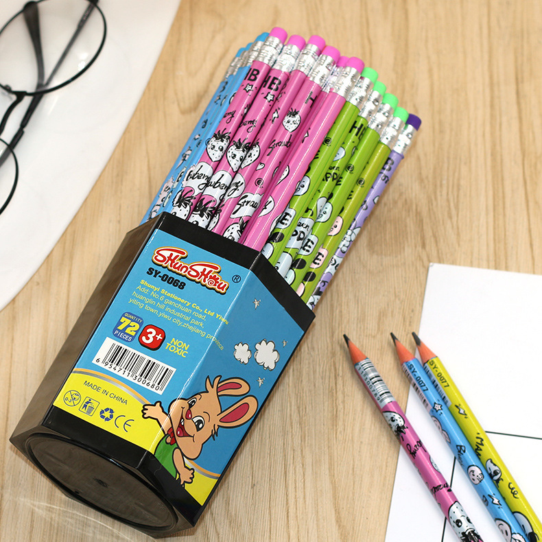 厂家批发创意水果人72支桶装HB铅笔儿童小学生书写不断芯铅笔定制