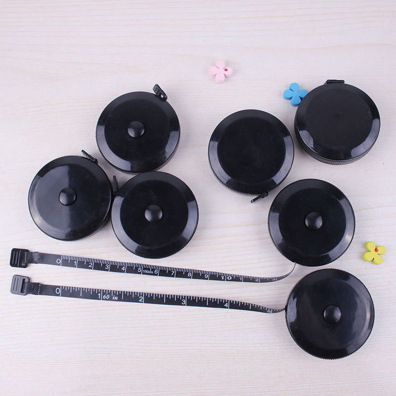 Black tape measure for measuring clothes, inch mini portable flexible ruler, 1.5-meter foreign trade plastic leather ruler, can print logo Specification image