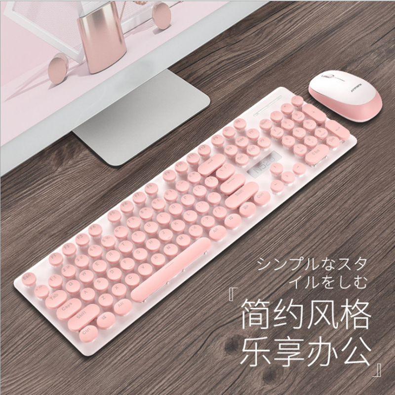 新盟N520无线朋克机械手感键盘鼠标套装办公商务女生键鼠ebay详情图2