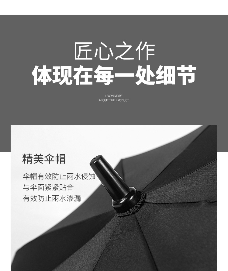 全纤维高尔夫伞自动开长柄伞大号弯柄直杆雨伞商务双人礼品广告伞详情29
