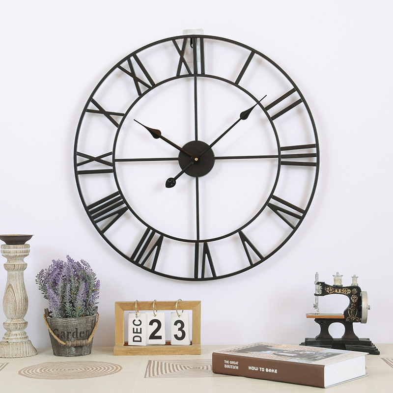 欧式挂表简约客厅时钟 铁艺静音数字挂钟 创意装饰钟表跨境clock详情图2