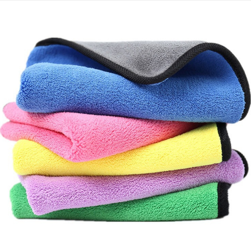 Amazon High-Density Cleaning Towel Coral Velvet Thickened Absorbent Two-Color Double-Sided Fiber Car Wash Towel Manufacturers Item Picture