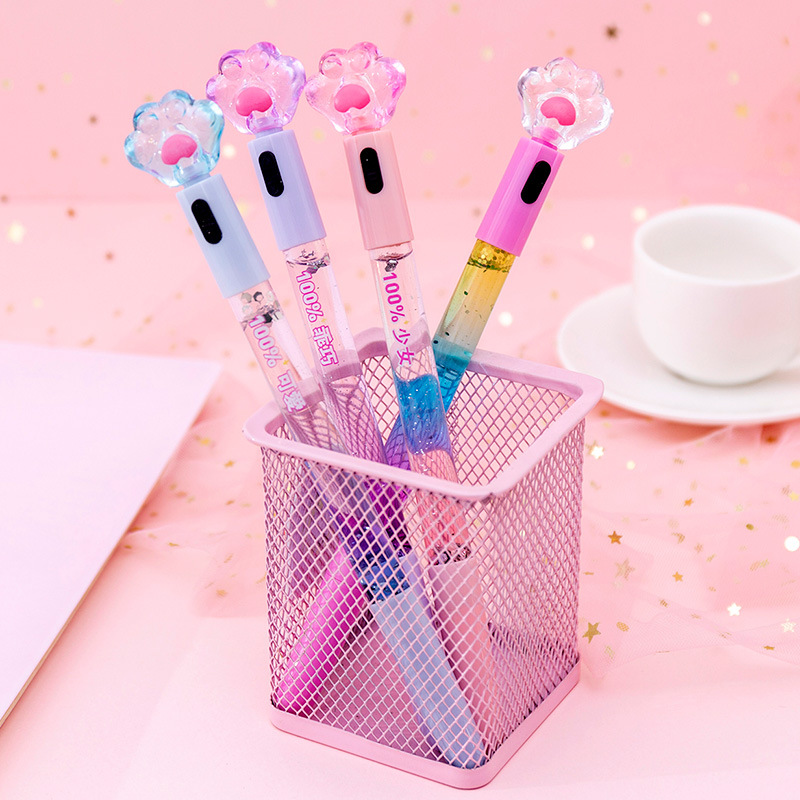 Instagram Girl Heart Cat Claw Luminous Neutral Pen Cute Creative Oil Quicksand Light Pen Student Signature Pen Pen Specification drawing