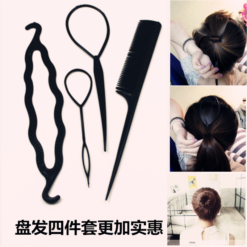 Children's hair tray tie hair piercer pull set tie comb braid hair ball head lazy styling tool Hair pin