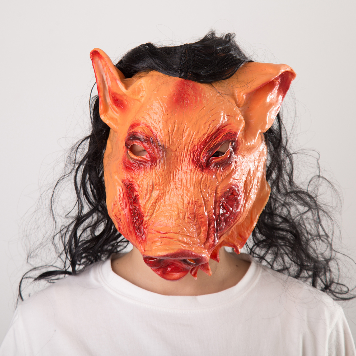 万圣节猪头面具动物头套舞会派对恶搞面具 乳胶恐怖鬼脸头套面具详情图1