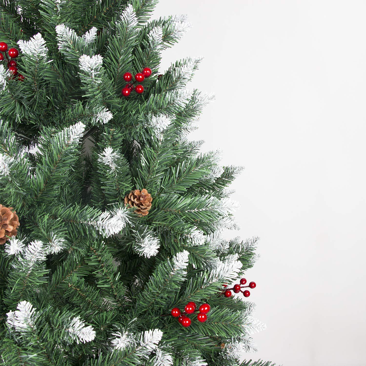 Christmas Pointy Spray White Pvc Christmas Tree With Pine Cones With Red Fruit Christmas Tree Mall Window Decoration Tree Cross Border details Picture