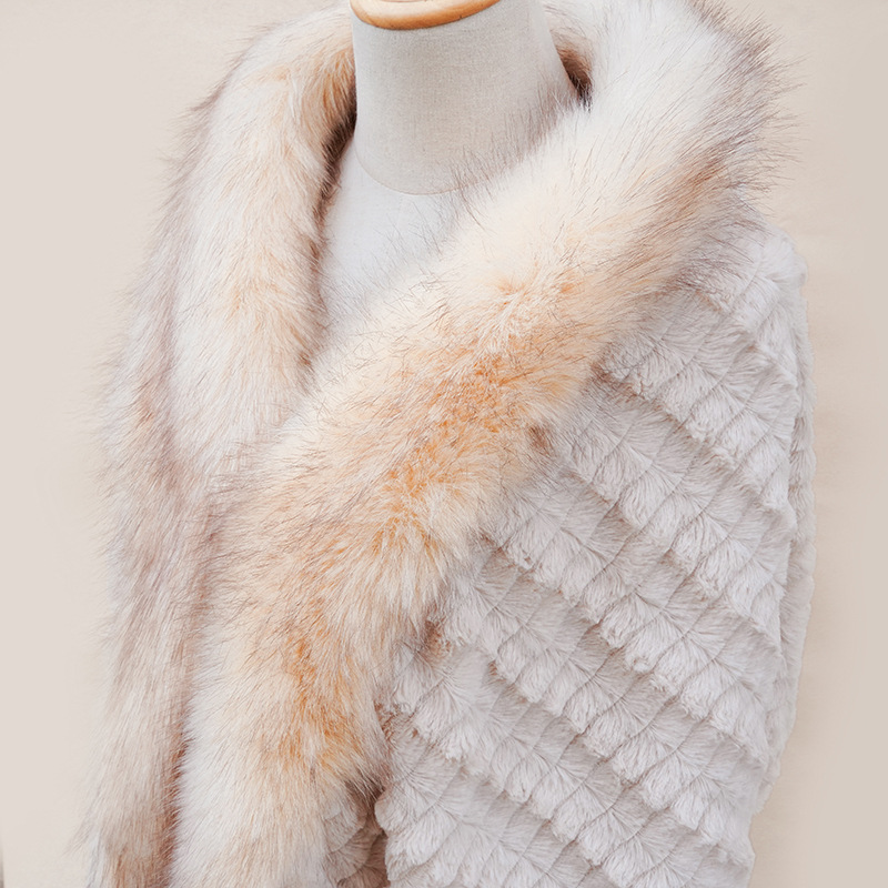 Autumn Winter 2022 Europe And The United States Imitation Rabbit Hair Splicing Fox Fur Stripes Imitation Fur Cape New Women's Temperament Cloak details Picture