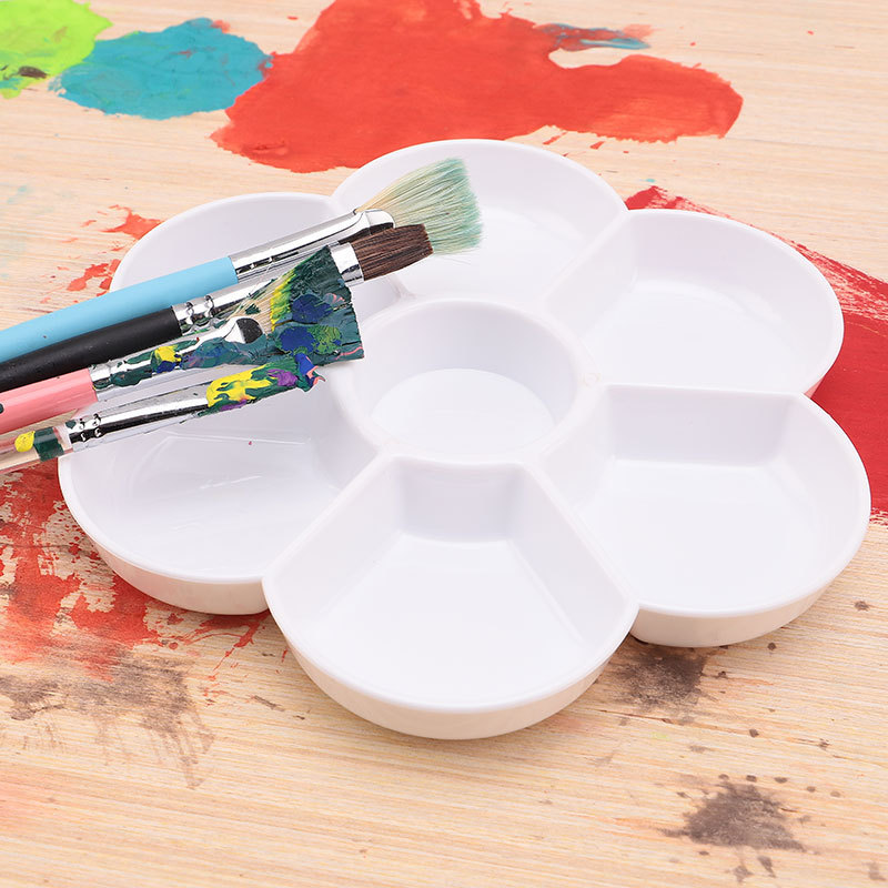 Imitation Porcelain Plum Blossom Color Plate Thickened Plastic Gouache Chinese Painting Pigment Plate Children Painting Art Supplies Wholesale