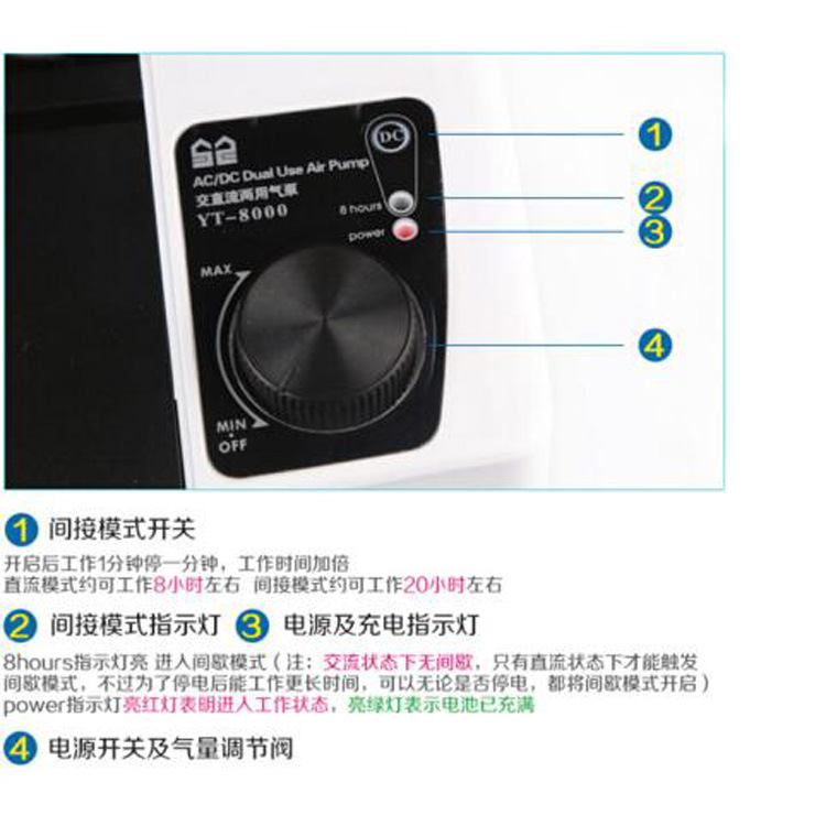 Factory wholesale YT-8000 rechargeable oxygenation pump, fish tank oxygen pump, 8W oxygenation pump, rechargeable aquarium products Application Scenario