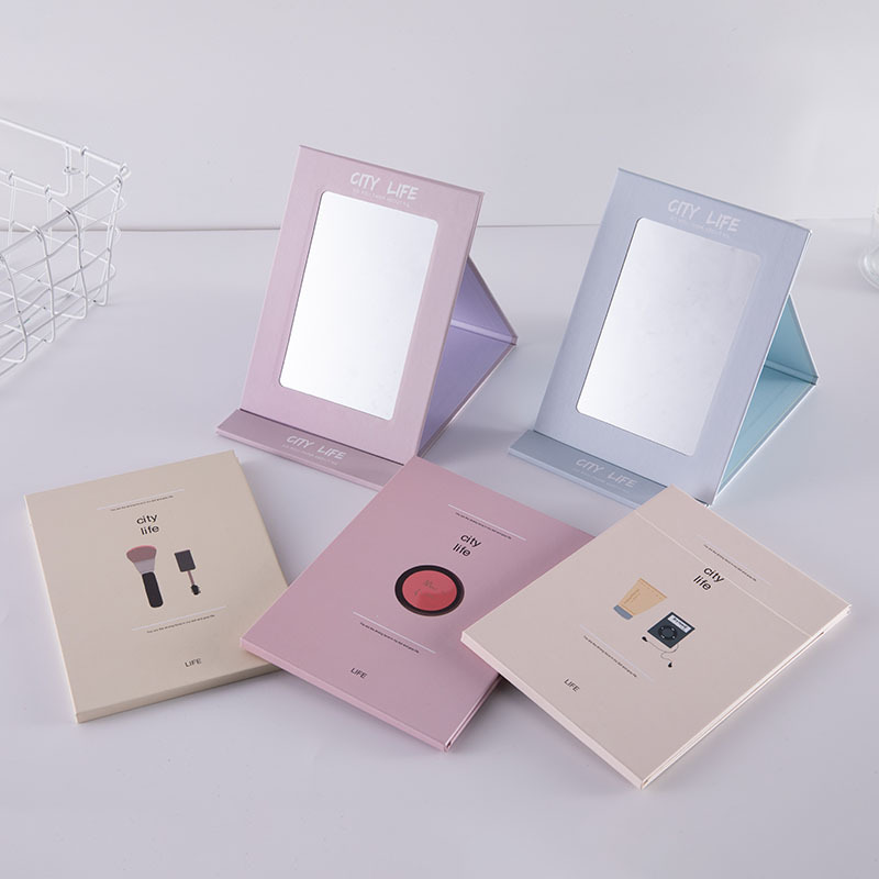 Selia Mirror Makeup Mirror Portable Paper Mirror Folding Dressing Stall Wholesale Ins Cartoon Cute Desktop details Picture
