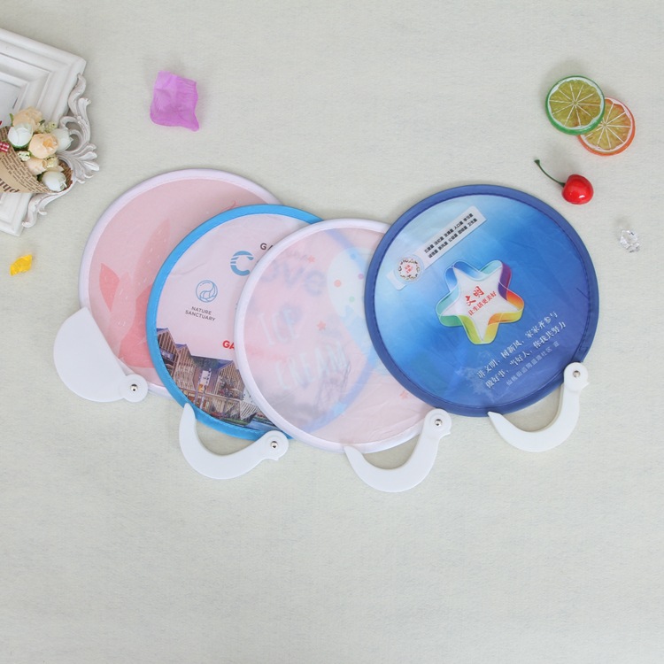 Custom folding nylon polyester ball fan with handle Advertisement Frisbee fan Mini folding portable fan full figure