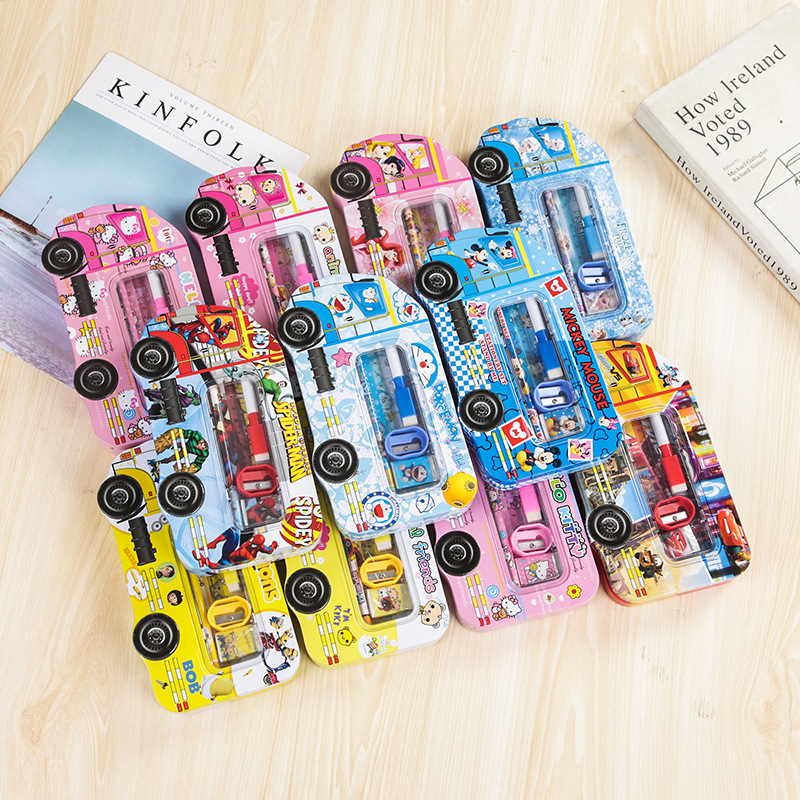 Creative primary school stationery set, children's learning stationery box, cartoon pen case, Children's Day gift and prize Application Scenario