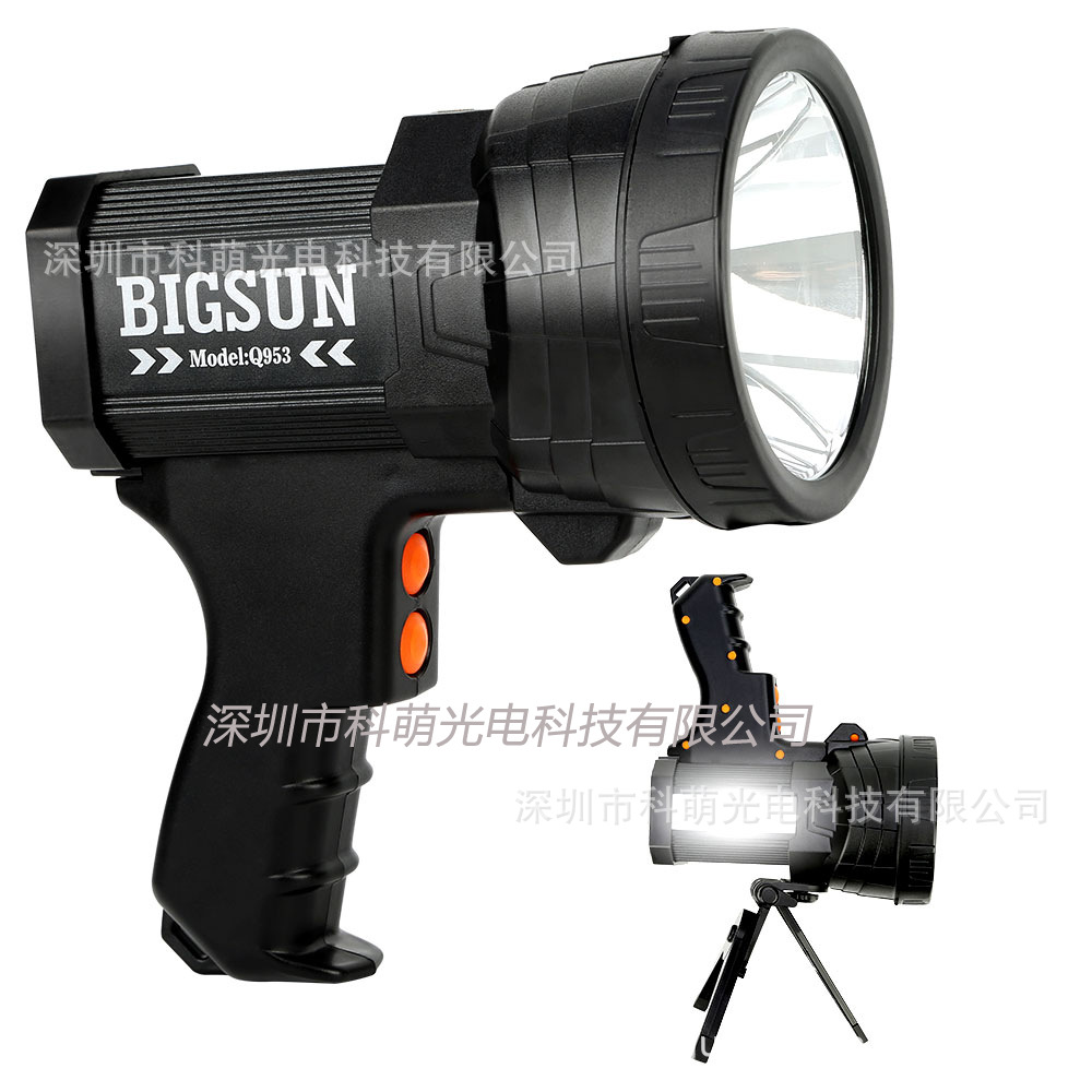 Yilangming gun-shaped handheld searchlight, spotlight, strong light, LED charging, side light, aluminum alloy portable lamp, flashlight Item Picture