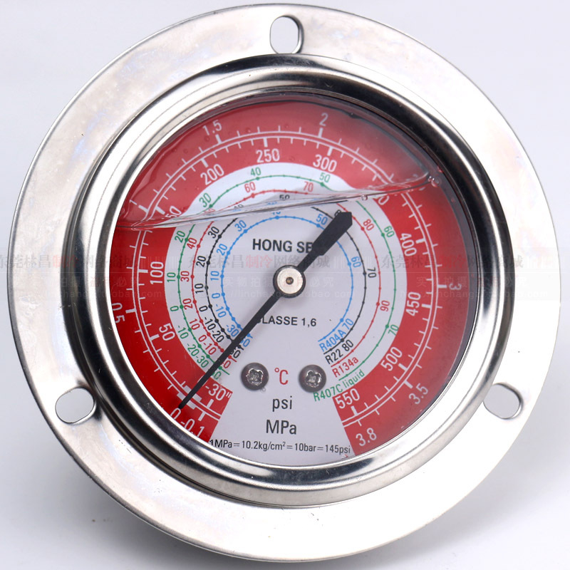 鸿森冷库机组高低压油表充油压力表R22R134AR404AR410A制冷配件详情图1