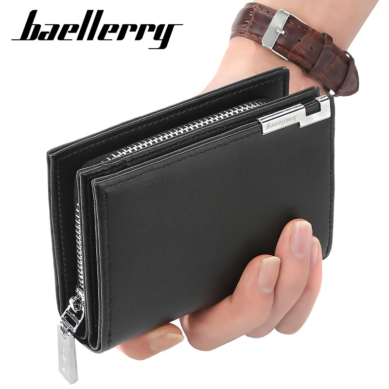 baellerry新款男士短款钱包时尚休闲风琴卡包大容量拉链钱夹批发详情图1