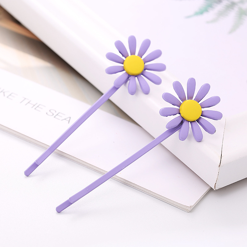 Japonés y coreano simple metal goma laca textura sunflower clip de una palabra clip de pelo clip de flequilla clip de borde de chica al por mayor Specification image