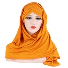 亚马逊牛奶丝钉珠围巾帽子两件套马来西亚穆斯林女士时尚贴布盖头