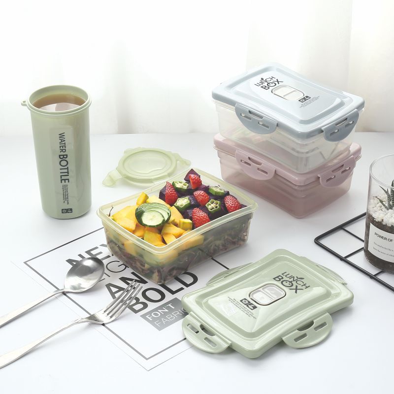 Rectangular sealed fresh-keeping lunch box 950ml microwave plastic insulated lunch box bento lunch box full figure