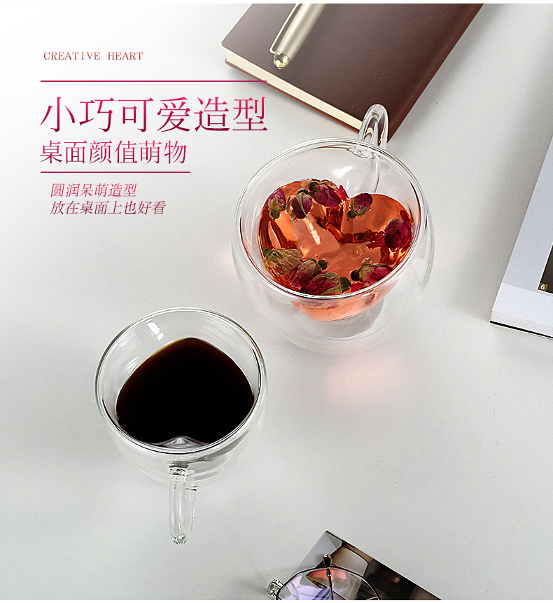 新品特价批发/爱心情侣咖啡/双层杯细节图