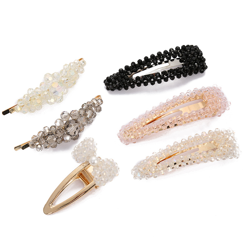 ins influencer Korean version crystal hair clips, bb clips, diy beaded one-piece clips, ladies' hair clips, pearl clips, headwear in stock Item Picture