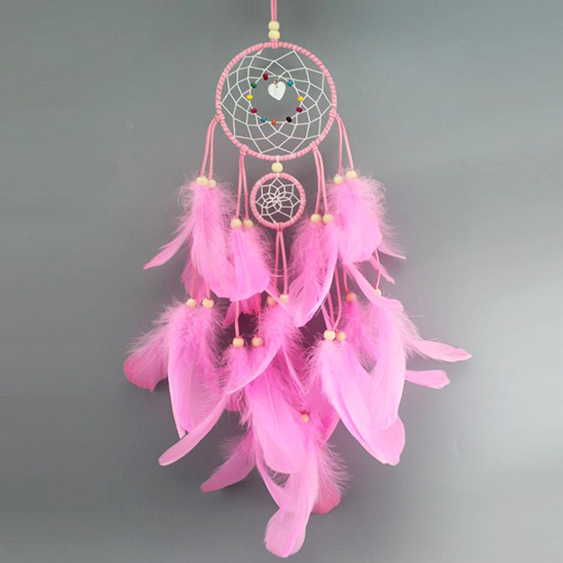 Factory wholesale pink double-disc dreamcatcher nets, home decoration dreamcatcher net pendants, creative wind chimes, dreamcatcher nets