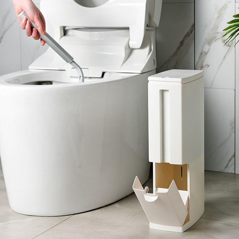 Japanese Press Open Cover Bathroom Simple Fashion Toilet Square Paper Basket Toilet Brush Integrated Garbage Can Only For Foreign Trade Export Only For Foreign Trade Export Only For Foreign Trade Export Only For Foreign Trade Export Only For Foreign Trade Export Only For Foreign Trade Export details Picture