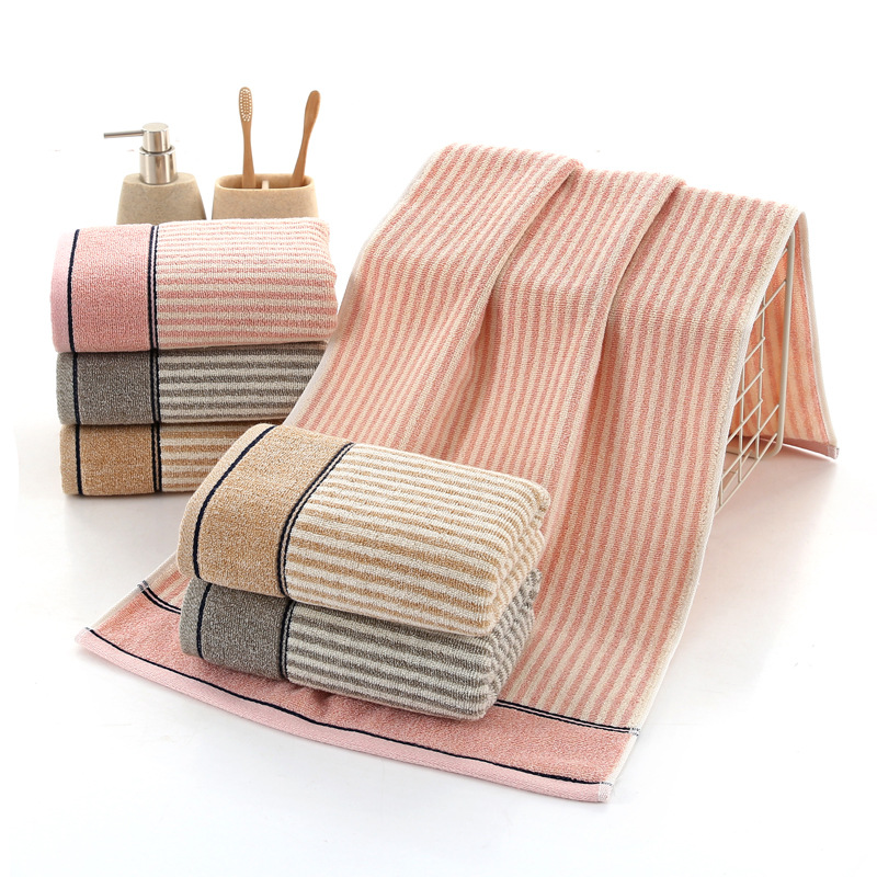 Manufacturers Wholesale Striped Towel Jacquard Thickened Absorbent Face Towel Wipe Face Towel A Hair Daily Necessities Shopping Mall Supermarket Item Picture