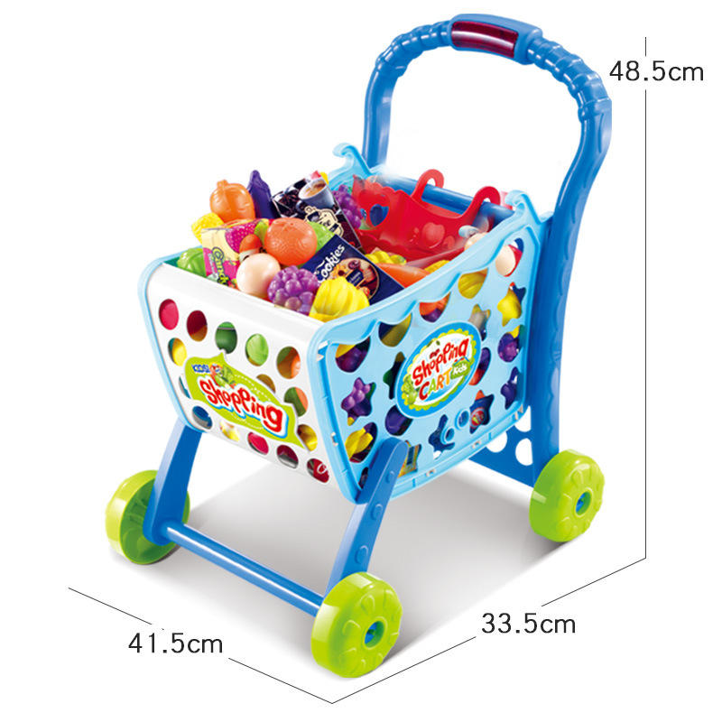 "Xiongcheng House" shopping cart for boys, girls, children, simulated supermarket, small trolley, mini baby, 1-3 years old, 6 toys Item Picture