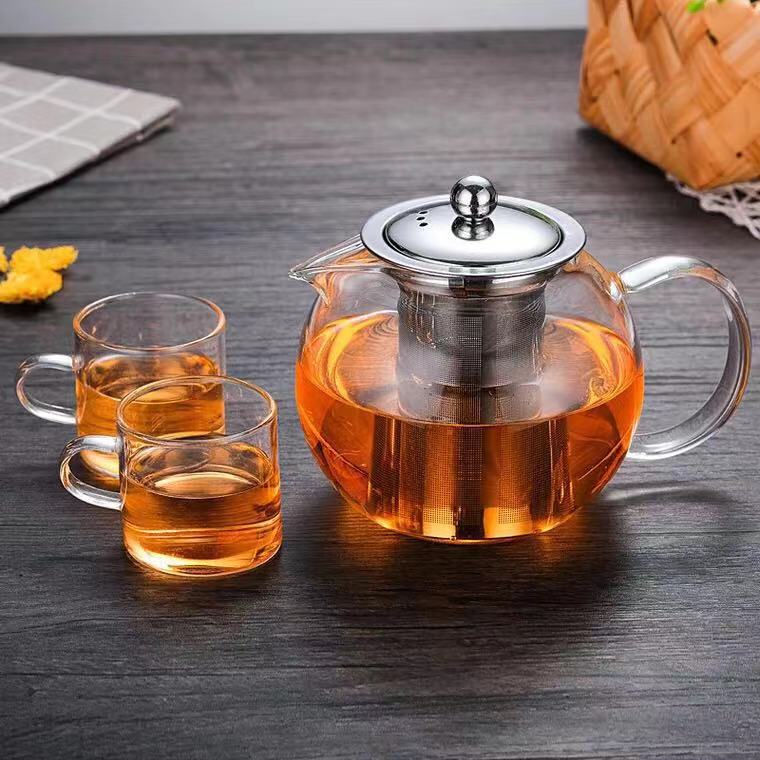 Apple steel glass teapot, stainless steel filter teapot for brewing, high-temperature resistant flower teapot, household tea sets Application Scenario