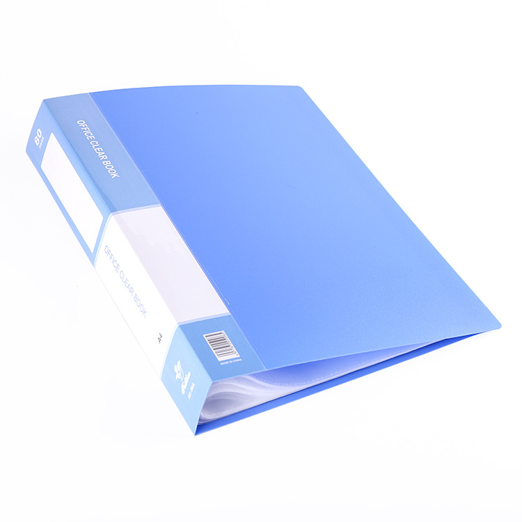 Customized transparent information book, a4 insert folder, office document book, 10, 30, 40, 60 loose-leaf storage book, blue Item Picture