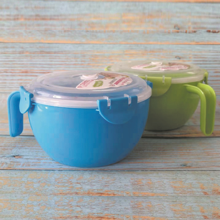 Factory direct sales of Japanese-style round covered instant noodle bowls, plastic instant noodle bowls for adults and students wholesale Specification image