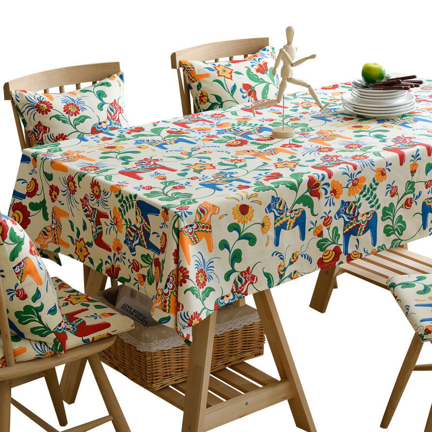 Cross border wish printed tablecloth Garden style table cloth pure cotton table cloth rectangular end table cloth book tablecloth thumbnail