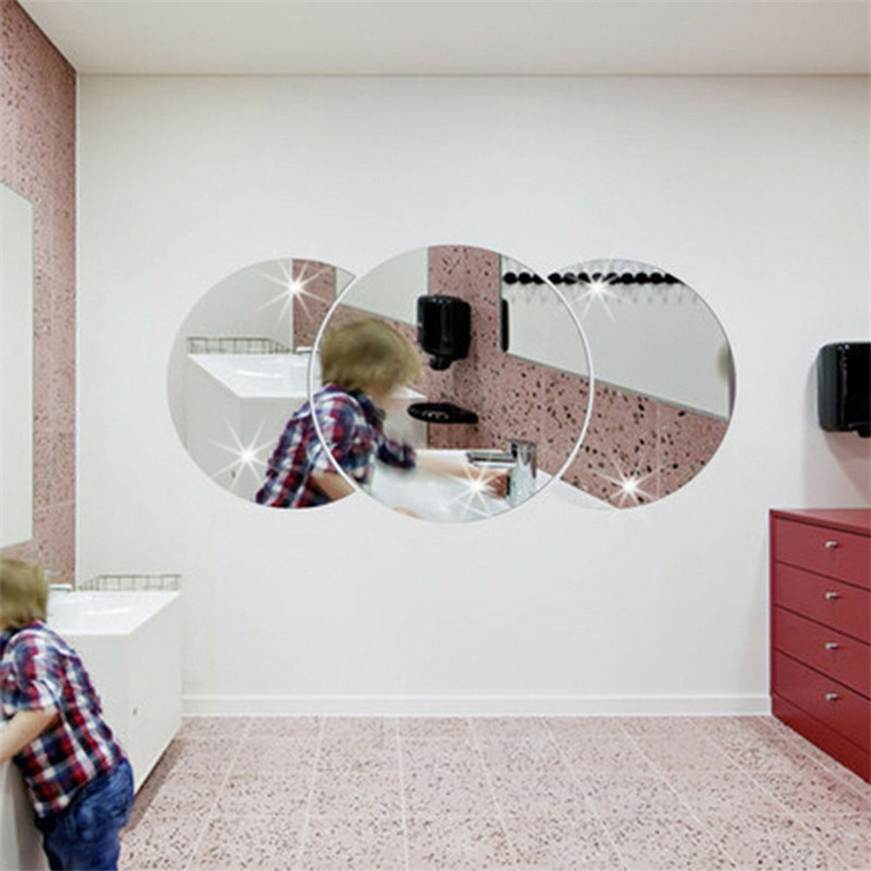 Cross border supply round combination home decoration Mirror decorative wall stickers Creative mirror wall stickers small size thumbnail