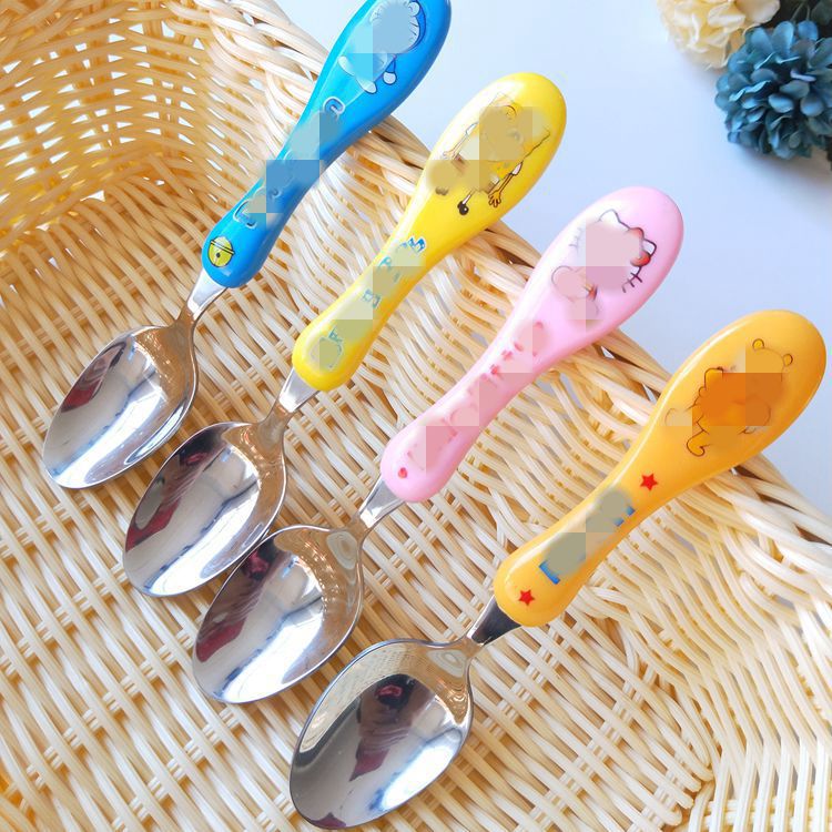【 Zone 2-4 】 Cartoon children's spoons: 10 per bundle, 2000 per piece, individually packaged metal children's spoons, colorful handle cartoon rice spoons, spoons, children's small rice spoons, cartoon spoons, 1 yuan supply Specification image