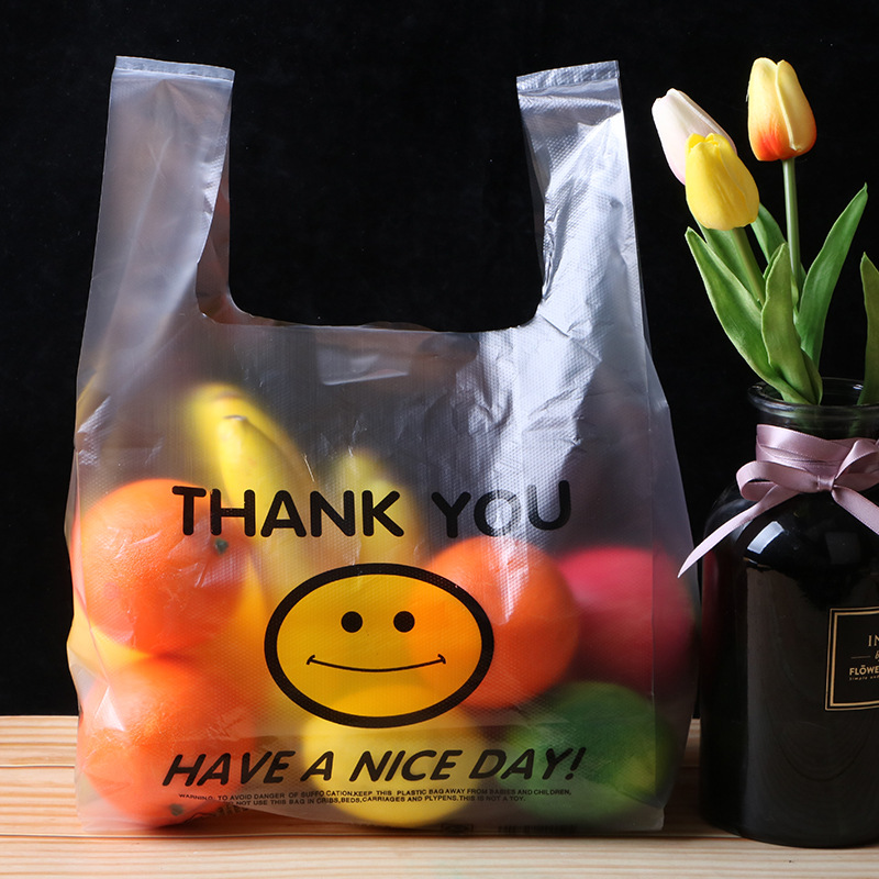 透明笑脸塑料袋 外卖水果打包购物袋 加厚塑料手提背心包装袋批发详情图4