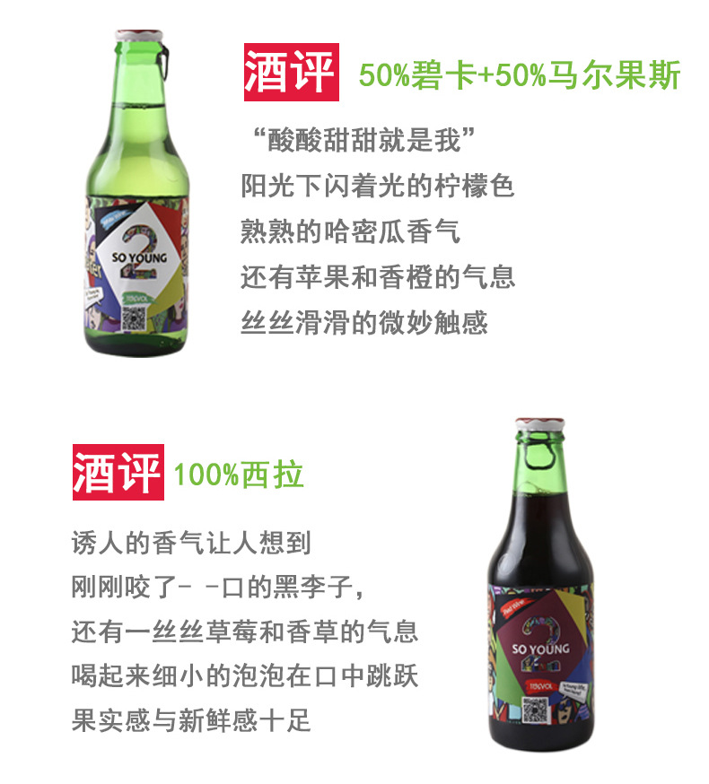 SOYOUNG2 Portuguese Original Bottle imported sweet wine, Red Sparkling Wine, Dry Red 250ml*6 pieces Item Picture