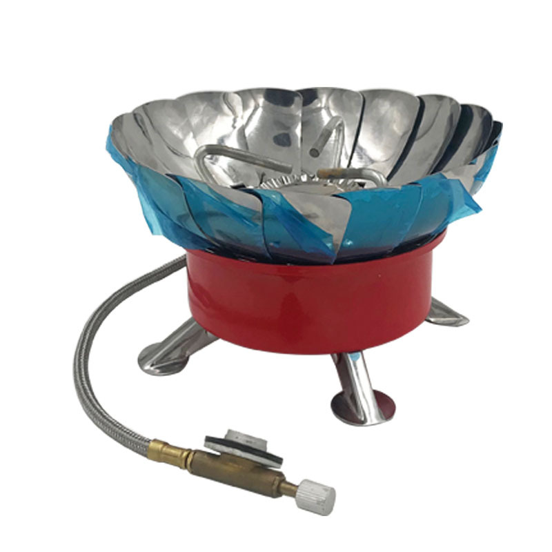 Portable outdoor small windproof lotus stove with wire, stainless steel tea boiling small round stove, camping gas stove, gas tank stove Application Scenario