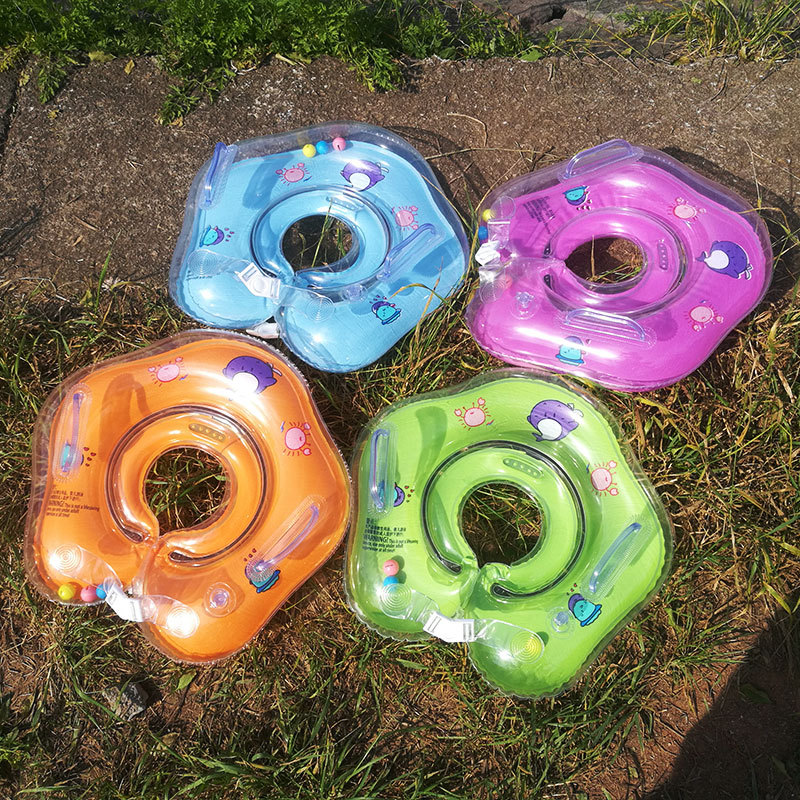 Baby Neck Swimming Ring With Armrest Cute Home Bath Soft Neck Splashing Colorful Double Buckle Bell Application Scenario