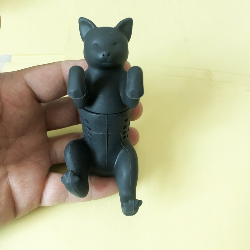 Creative Silicone kitten tea infuser cat Tea leak purrtea Tea filter tea separator tea residue device color box packaging Specification drawing