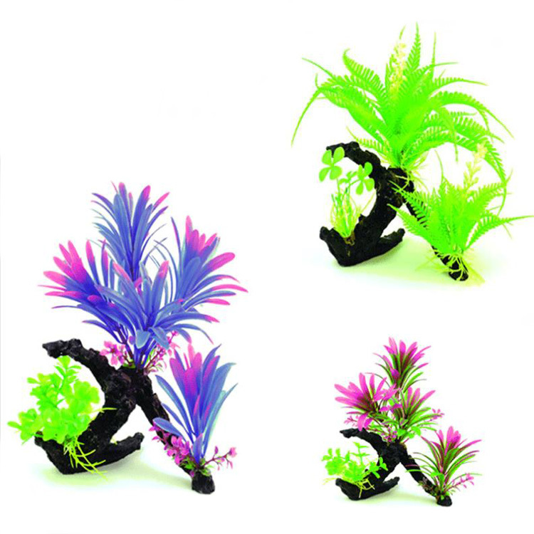 Baojie artificial water grass aquarium aquarium decoration supplies plastic small water grass artificial artificial flowers and plants details Picture