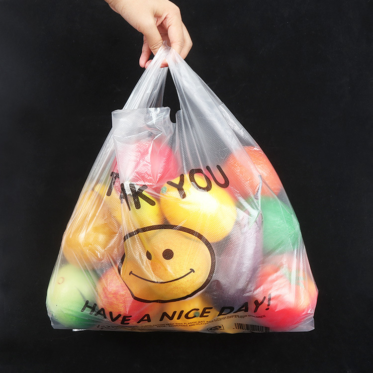 一次性笑脸背心袋超市购物手提方便袋子外卖打包袋透明塑料袋批发详情图4