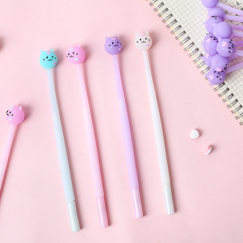Zhongfan Stationery ZF2066 Sweet Cat Gel Pen Silicone animal-shaped student stationery Creative Factory Direct Sales Application Scenario